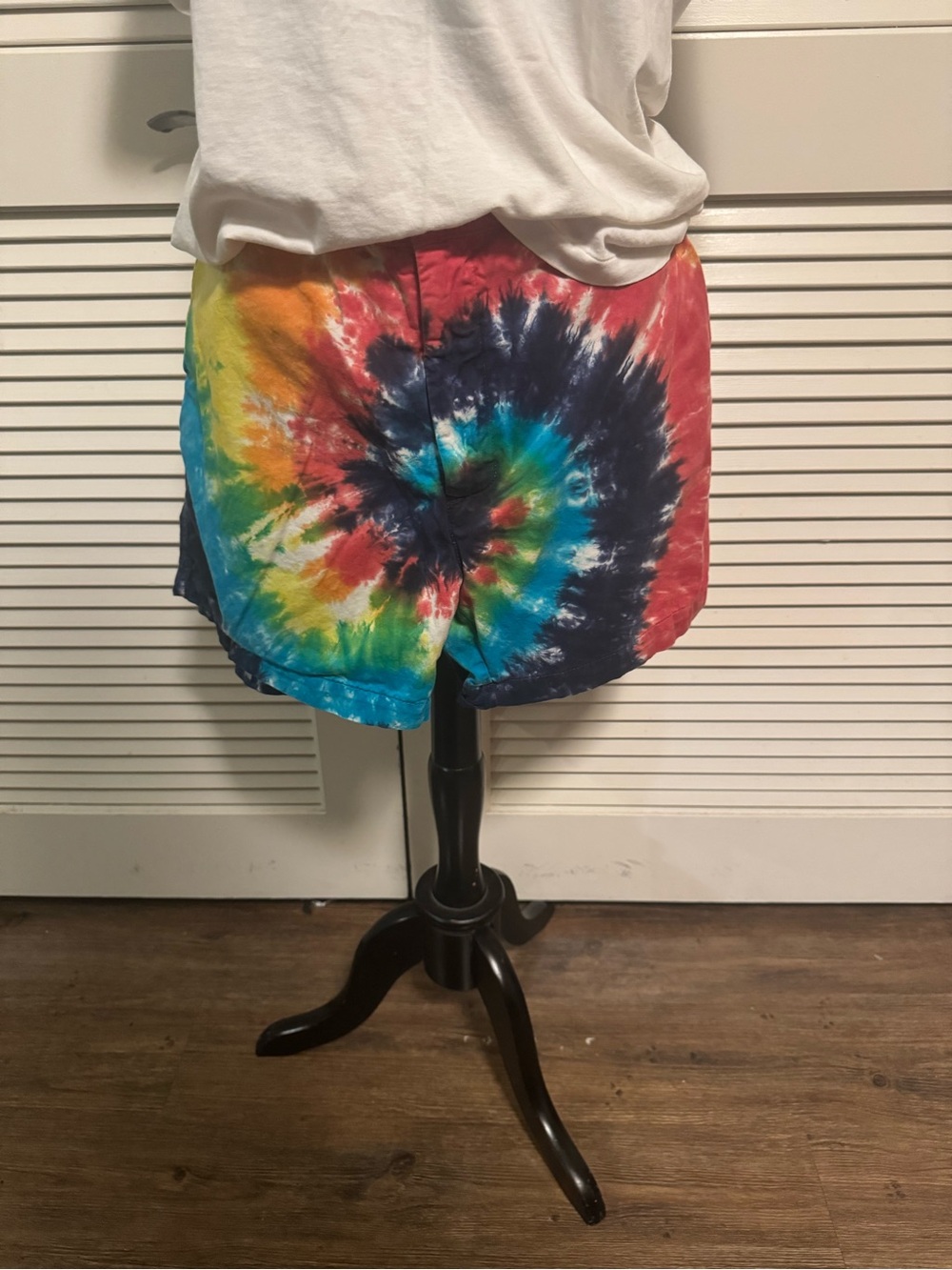 Vintage Tie-Dye Women’s Shorts in Rainbow Red, Blue, Green, Yellow